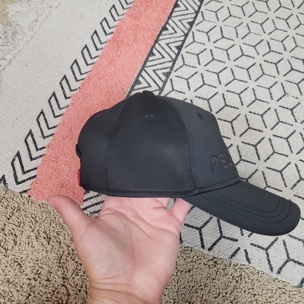 Peloton Black Out Hat Black Hat, w Adjustable Red Strap - Picture 7 of 11